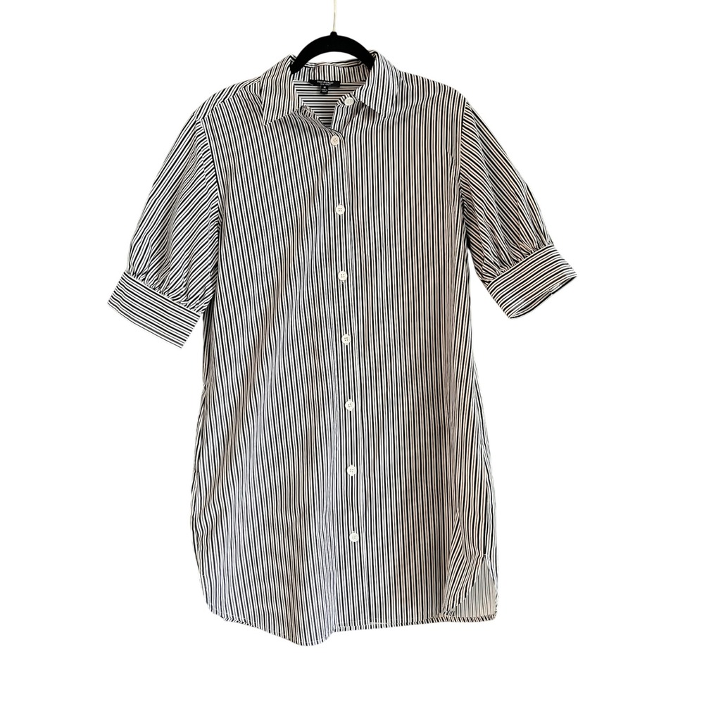 Isaac Mizrahi Striped Shirt‎ Dress Women's Medium Cotton Button Up